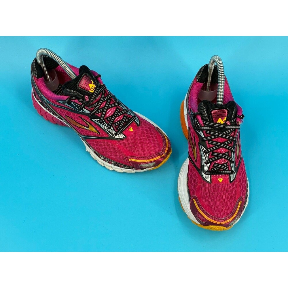 Brooks Ghost 7 Womens Size 6 B Medium Pink Black Orange Running Shoes